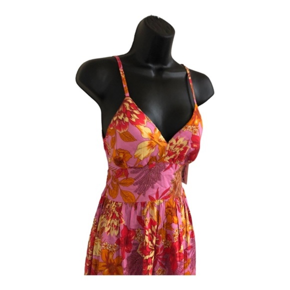 Jessica Simpson pink padded open tie back shaped waist halter maxi dress size XS - Picture 15 of 16